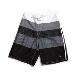 OP Textured Rugby Board Shorts Men's L 36-38 Colorblock Gray Black Surf Beach